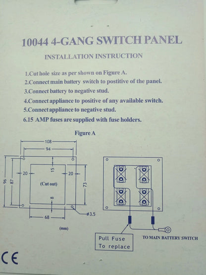 Switch Panel 4 Gang 12V/24V White Waterproof for Marine Applications