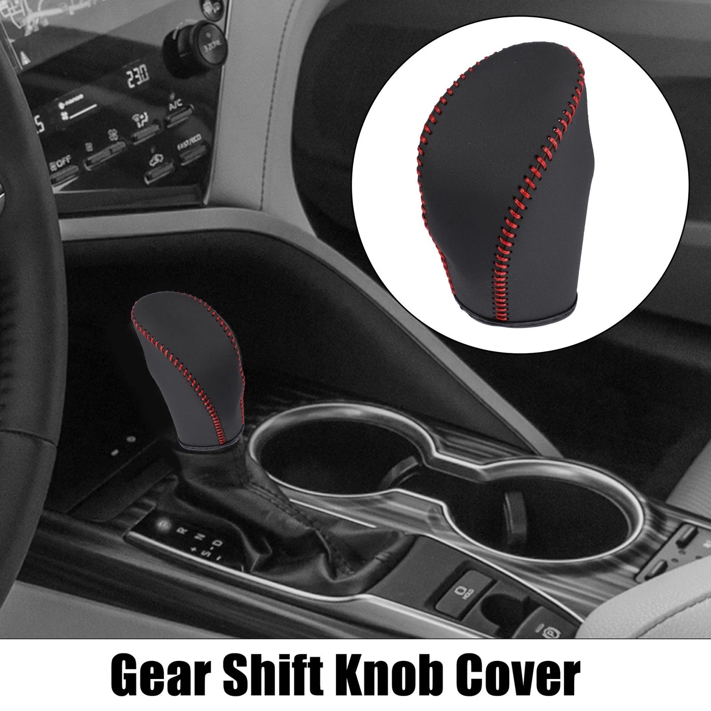 Black Faux Leather Gear Shift Knob Cover for Nissan Rogue Sport (2017-2023)