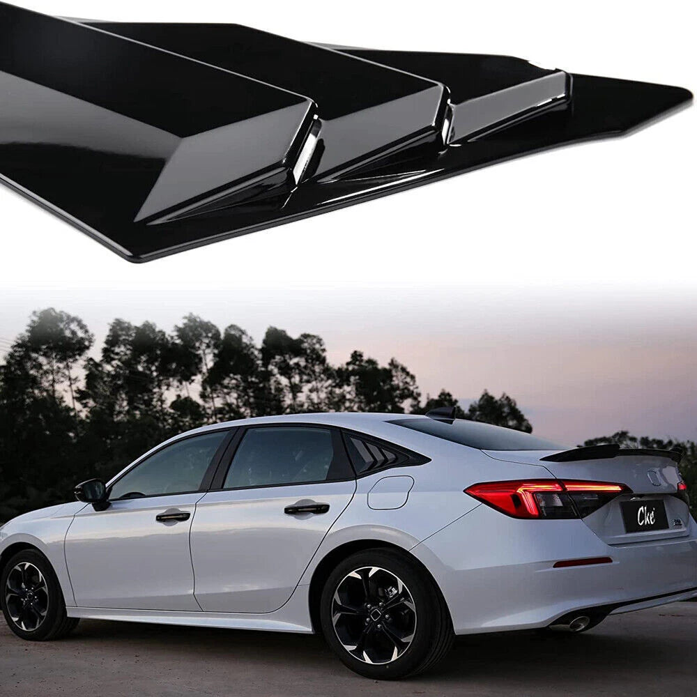 2 x Side Window Louver Vent Covers for 2022 Honda Civic Sedan Glossy Black