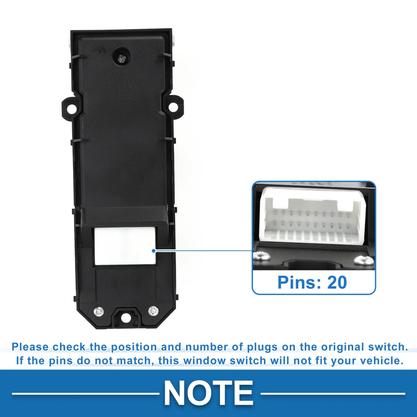 Front Right Side Power Window Switch for Toyota Camry (2018)