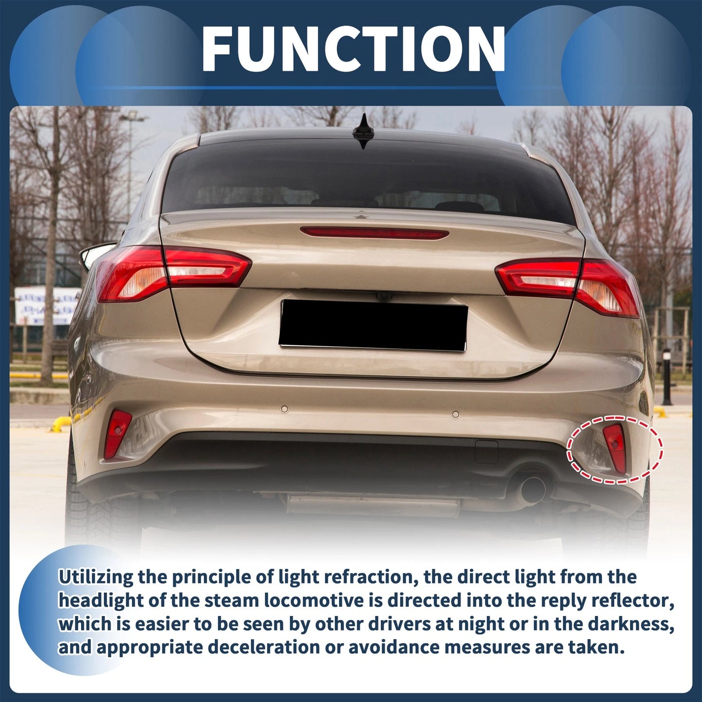 Bumper Reflector for Ford Focus MK4 IV Saloon Red Rear Right (2018-2023)