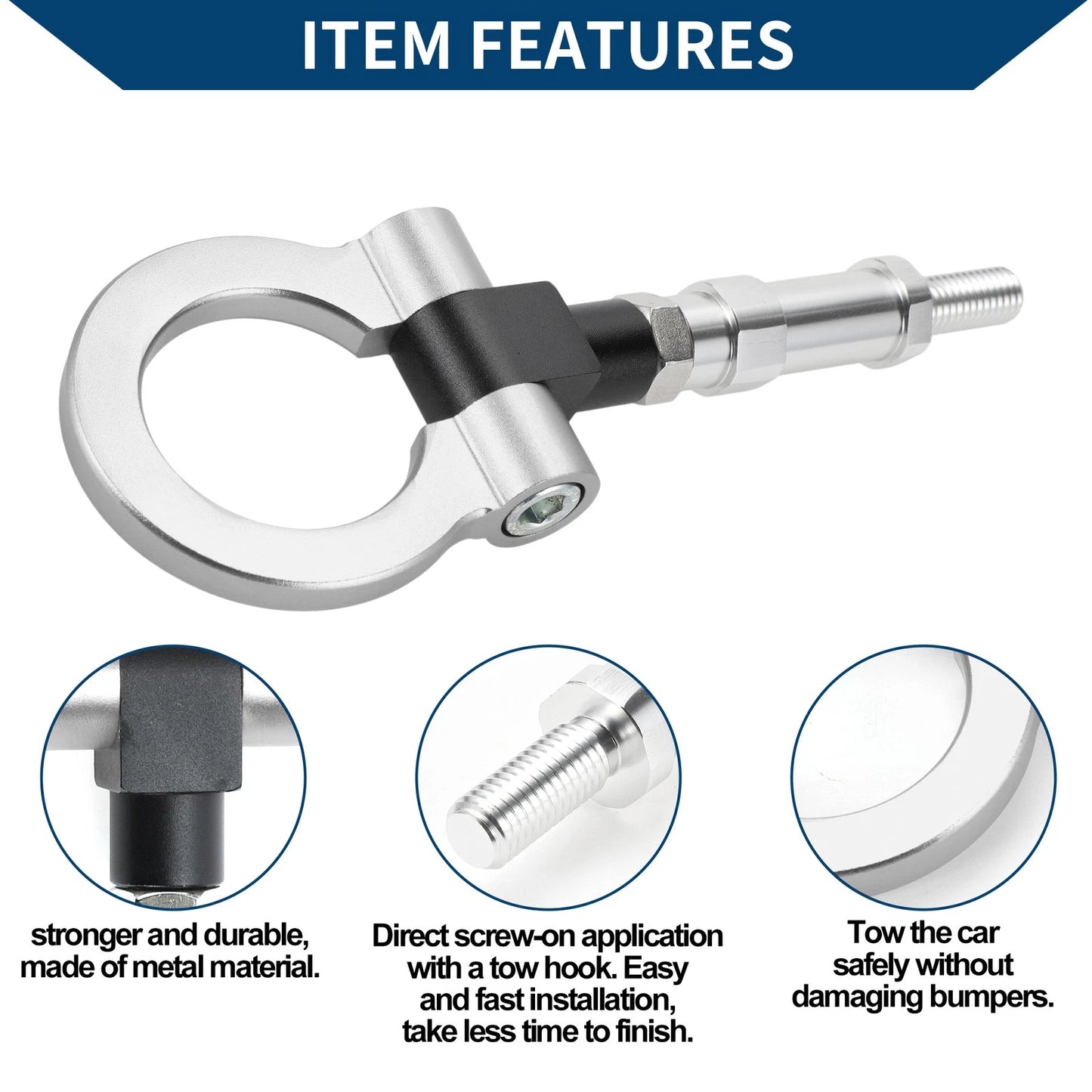 Tow Hook for Honda S2000 20.4cm Metal Towing Hook Ring (2000-2009)