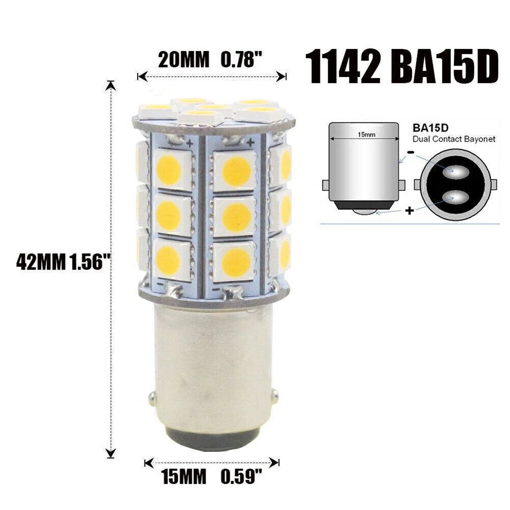 2 x 27SMD BA15D LED Light Bulbs for Marine Boat - Blue (1004, 1076, 1142)