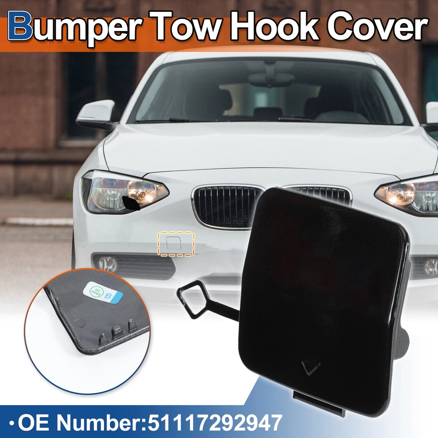 Tow Hook Cover for BMW 1 Series F20 F21 (2011-2019) Black
