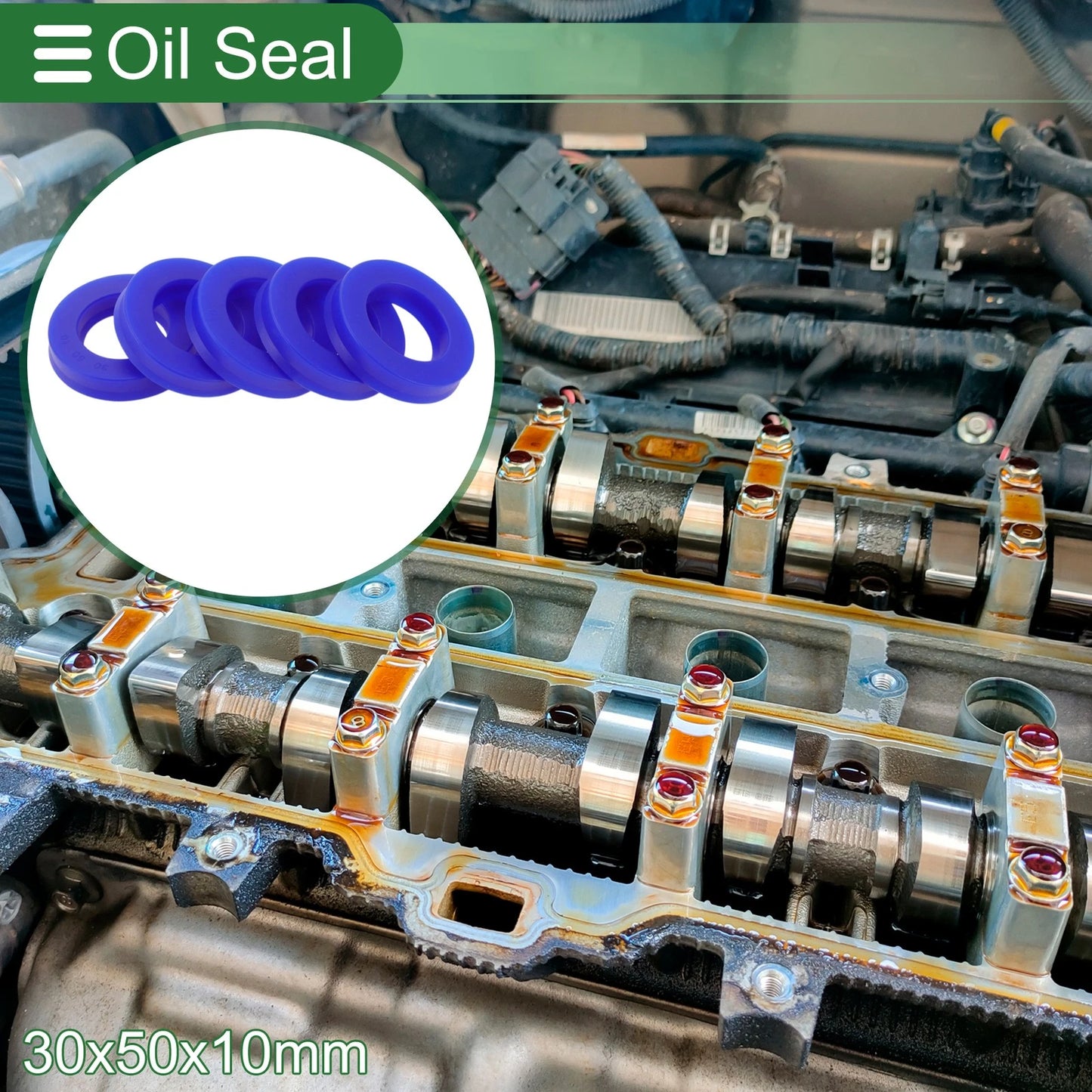 Oil Seal Rotary Shaft Seal TPU 30x50x10mm Blue High-Pressure 5 Pcs