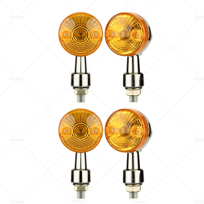 4 x Chrome Motorcycle Turn Signal Lights Amber Indicators for Universal