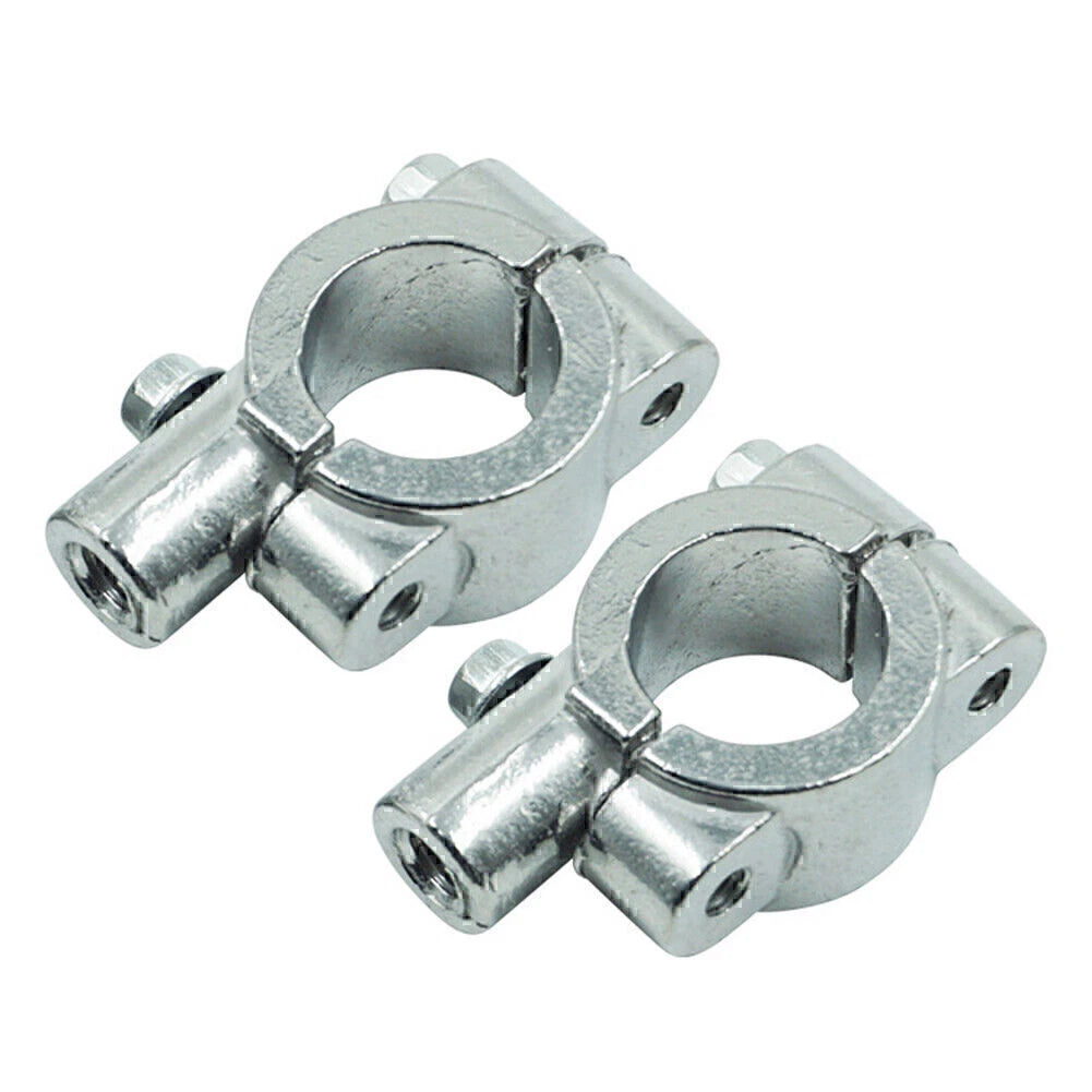 25MM M10 Motorcycle Silver Handlebar Mirror Mount Holder Clamp
