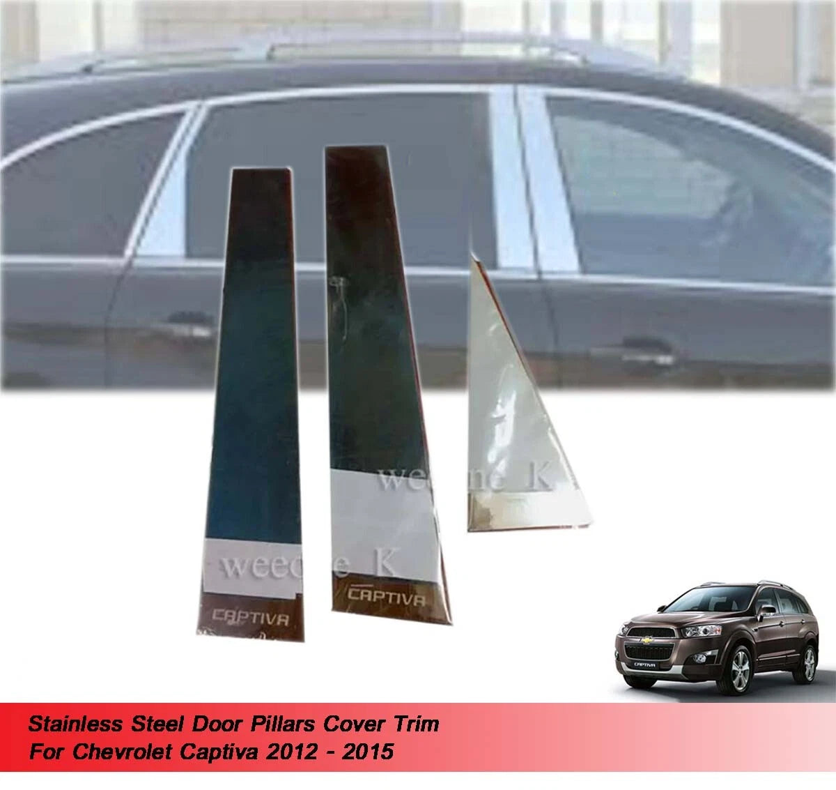 Stainless Steel Door Pillars Covers for Chevrolet Captiva (2012-2015)
