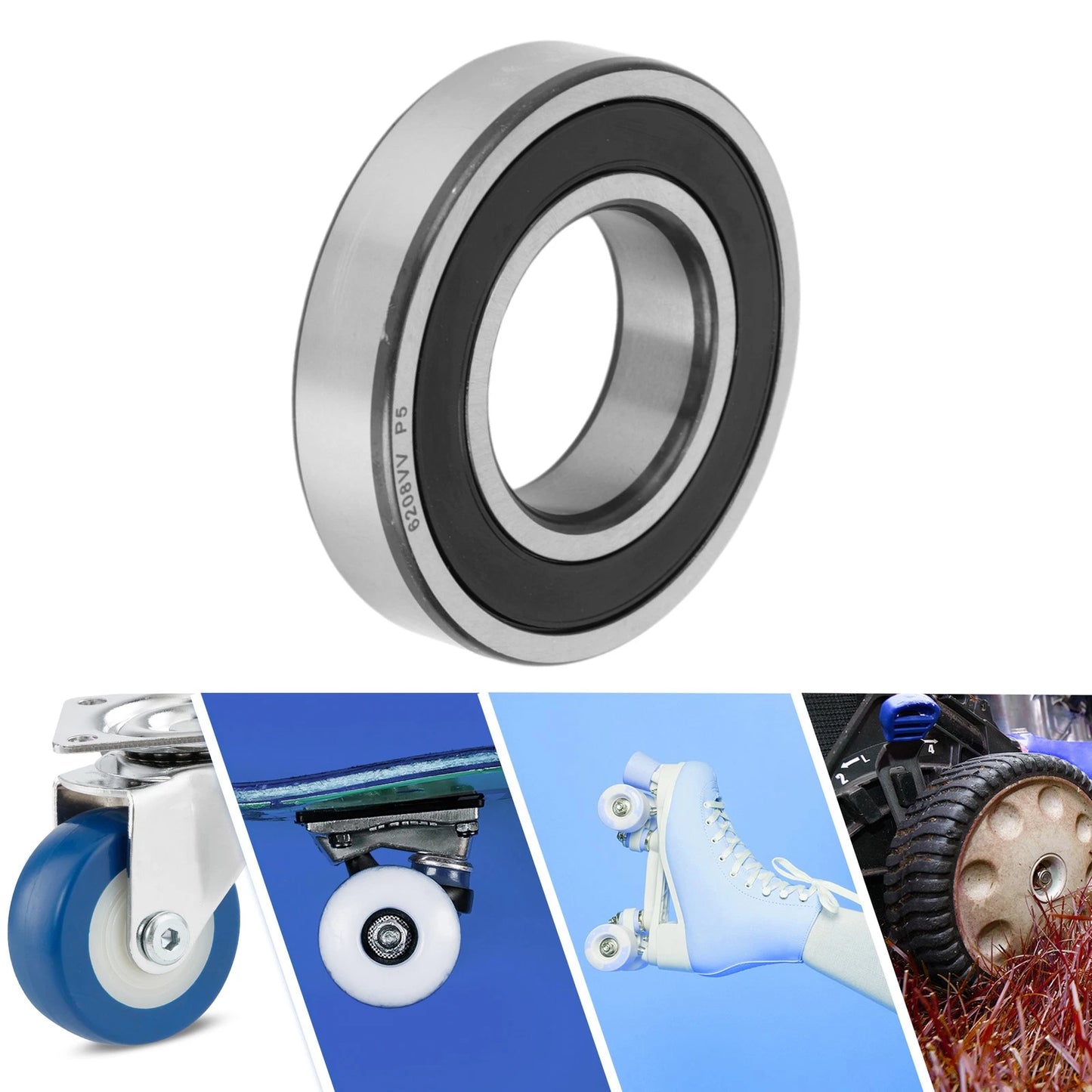 6208VV / 40x80x18mm / Deep Groove Ball Bearings for Scooter Skateboard Wheel