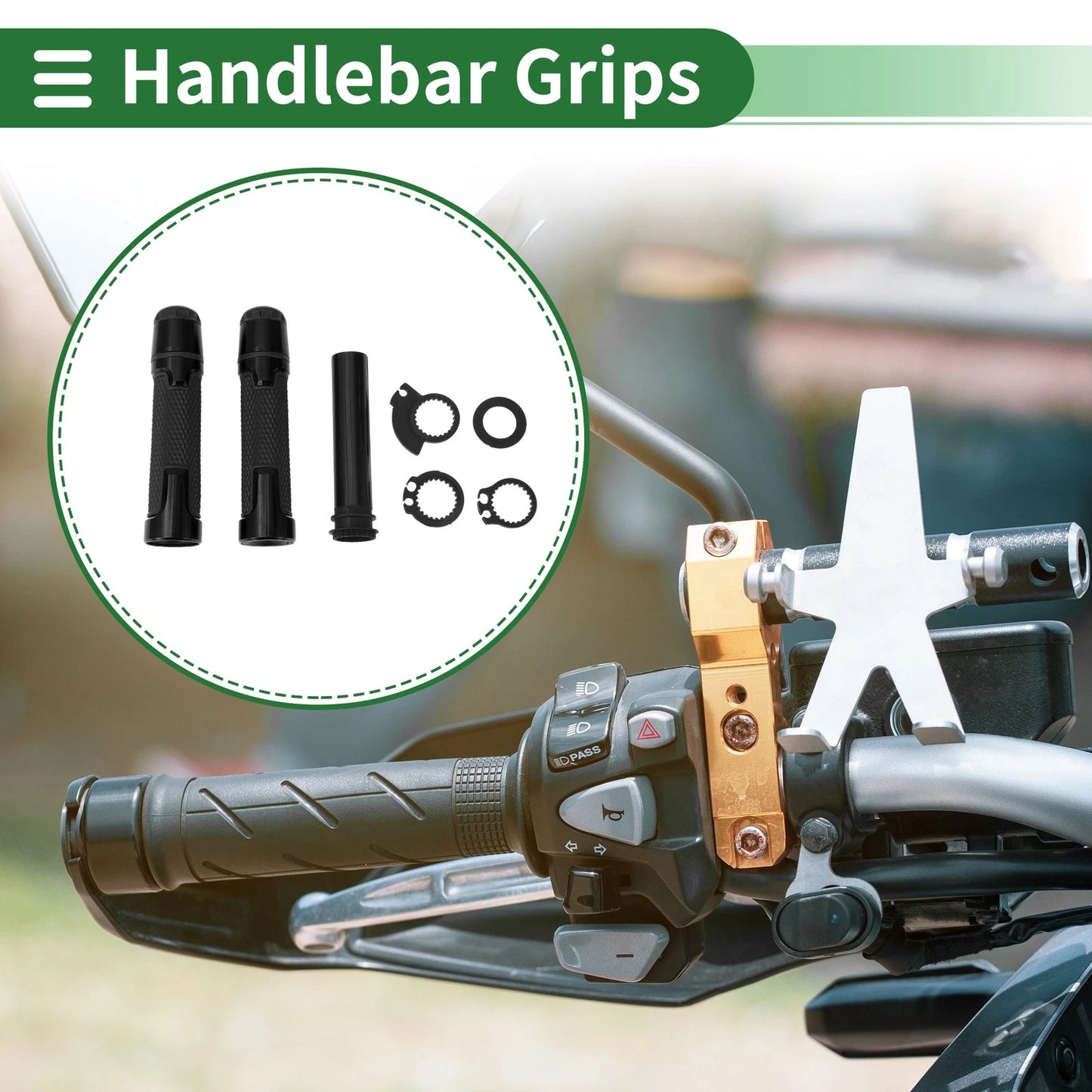 7/8" 22mm Hand Grips Cover Kit for Motorcycle Black Rhombus