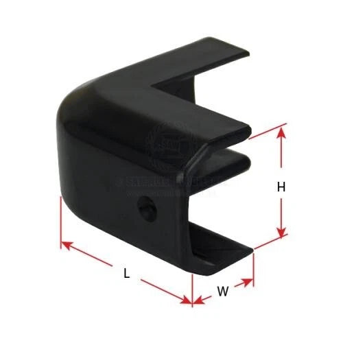 Gunwale Corner Cap Plastic Black 42mm x 32mm Angled for Various Models