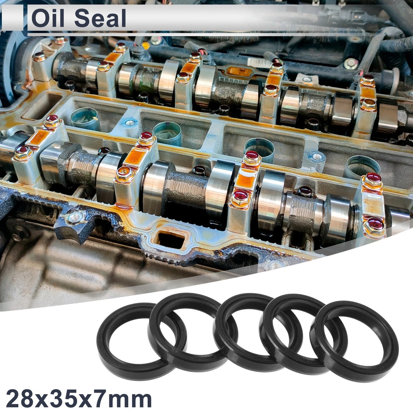 Oil Seal Rotary Shaft Seal TC Ring Nitrile Rubber 28x35x7mm Black 5 Pcs
