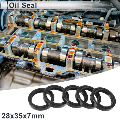 Oil Seal Rotary Shaft Seal TC Ring Nitrile Rubber 28x35x7mm Black 5 Pcs