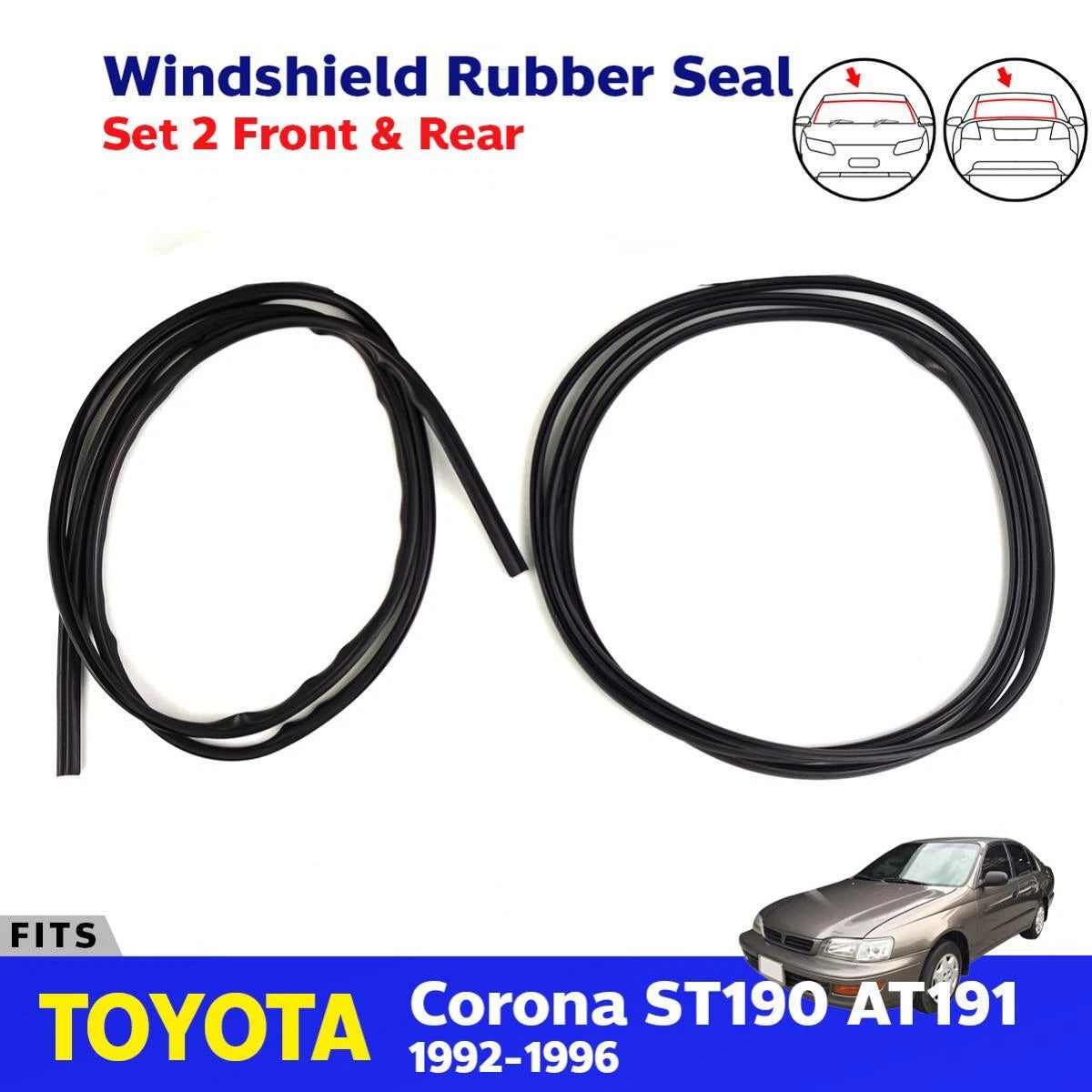 Windshield Moulding Rubber F+R Set 2 Fits Toyota Corona ST190 AT190 1992-96 D08