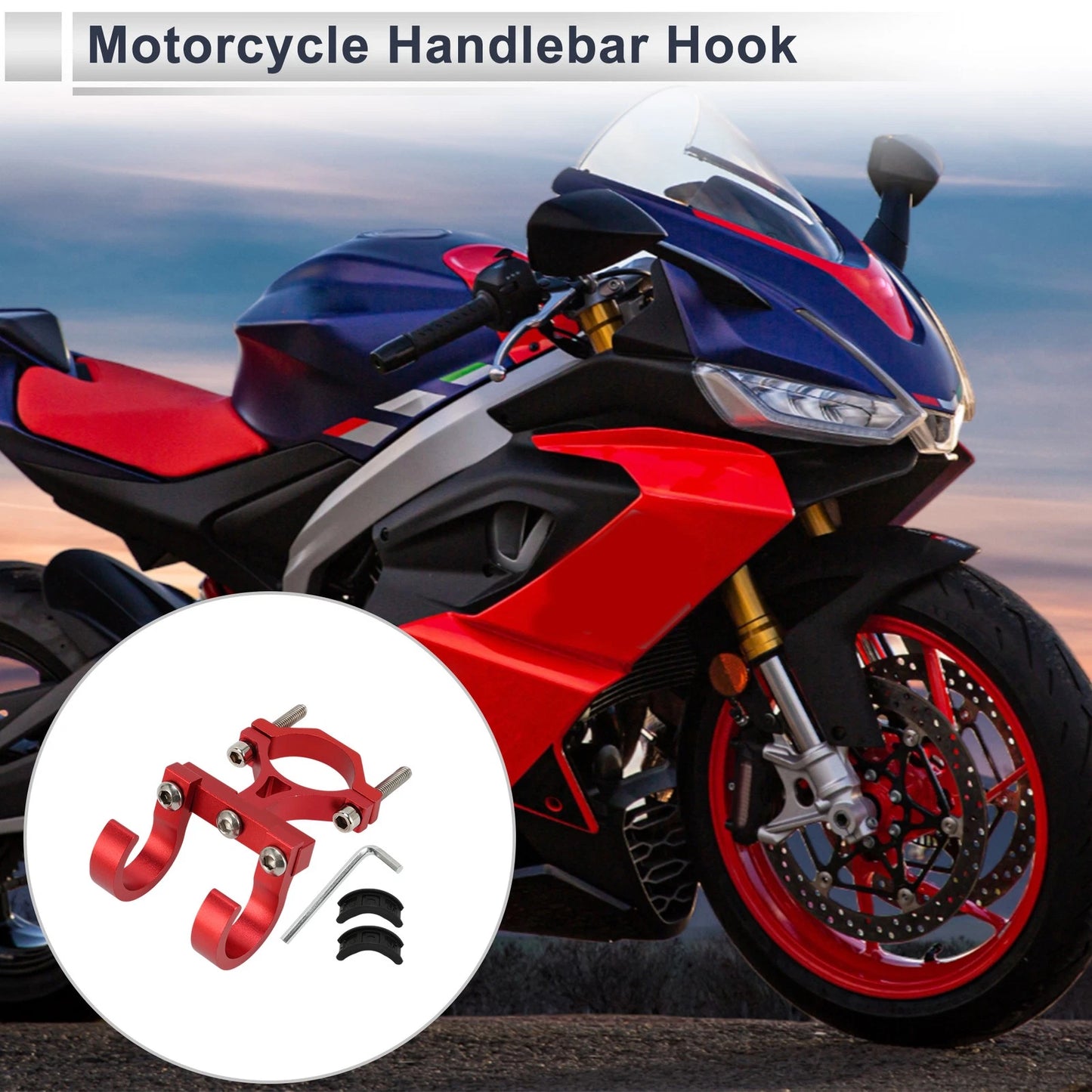 Arc Aluminum Alloy Motorcycle Hanging Hook Hexagon Wrench Screw Washer 1Set Red