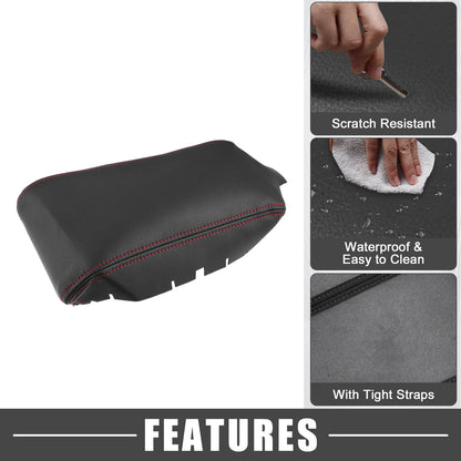 Black Armrest Cover Pad Red Stitches for Honda Civic (2016-2021)