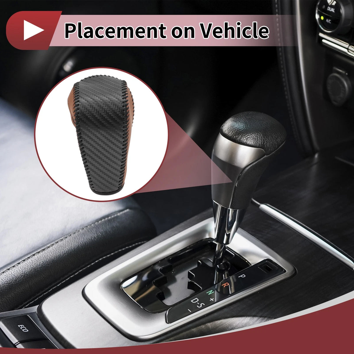 Gear Shift Knob Cover for Ford Edge (2011-2014) - Brown Faux Leather
