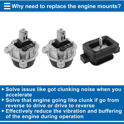 3 Pcs Engine Motor Mounts for BMW 520I (2014-2016)