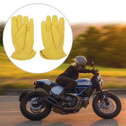 1 Pair Gloves Breathable Full Finger XL Yellow Deerskin for Motorcycle