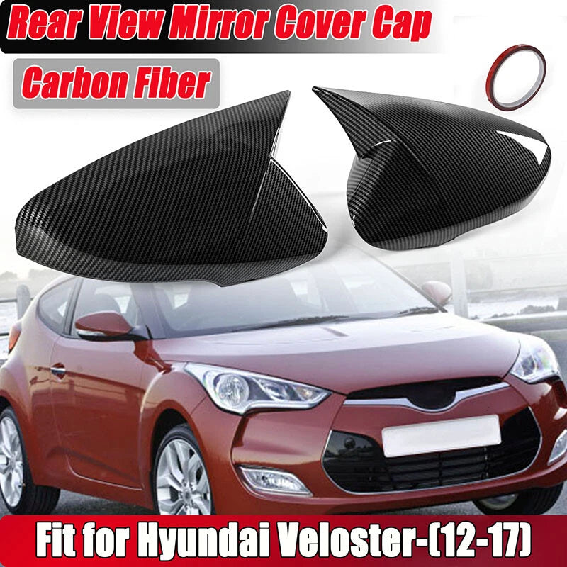 Carbon Fiber Rear View Mirror Cover Trim 2 x for Hyundai Veloster (2012-2017)