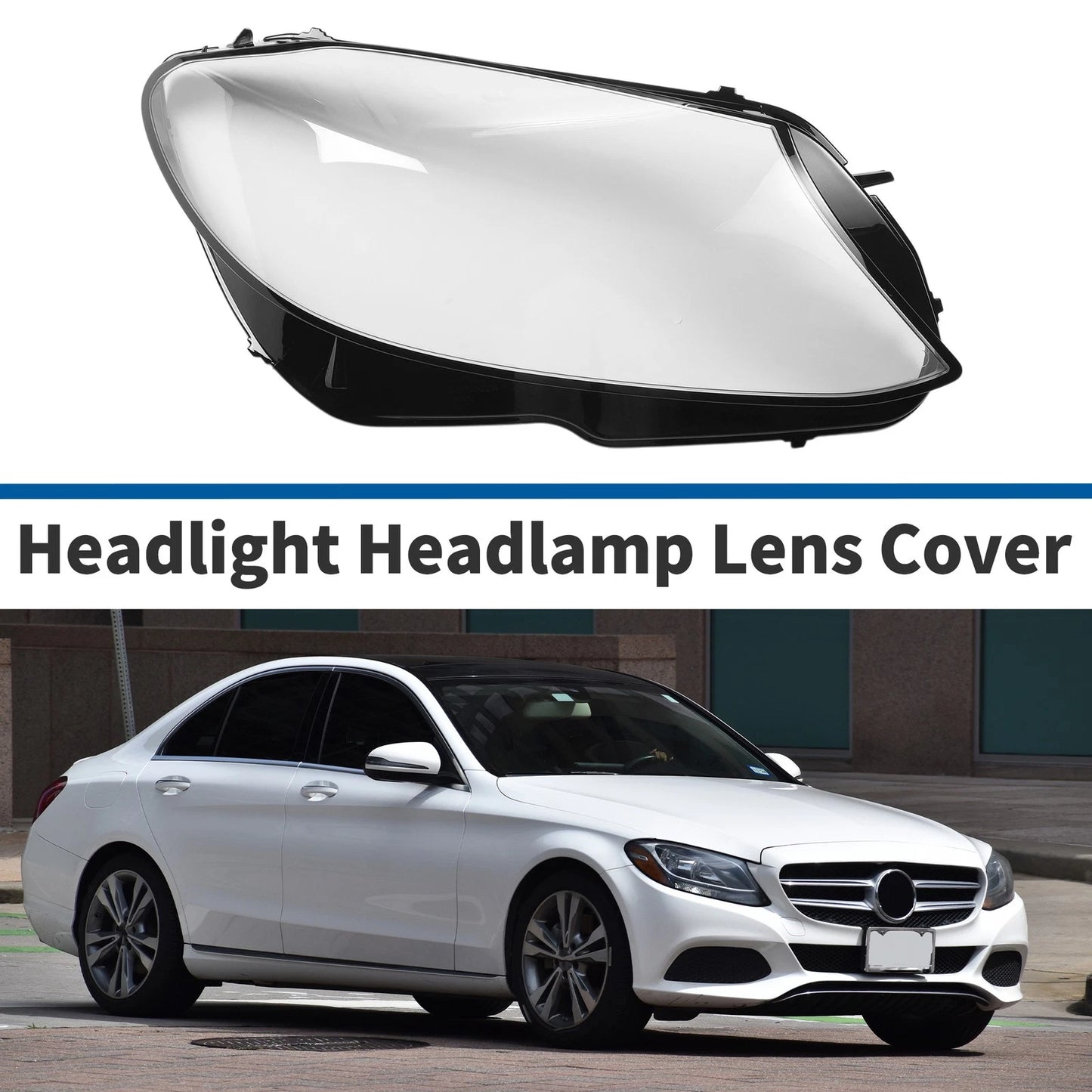 Car Front Right Headlight Lens Cover for Mercedes-Benz C-Class (2018-2020)
