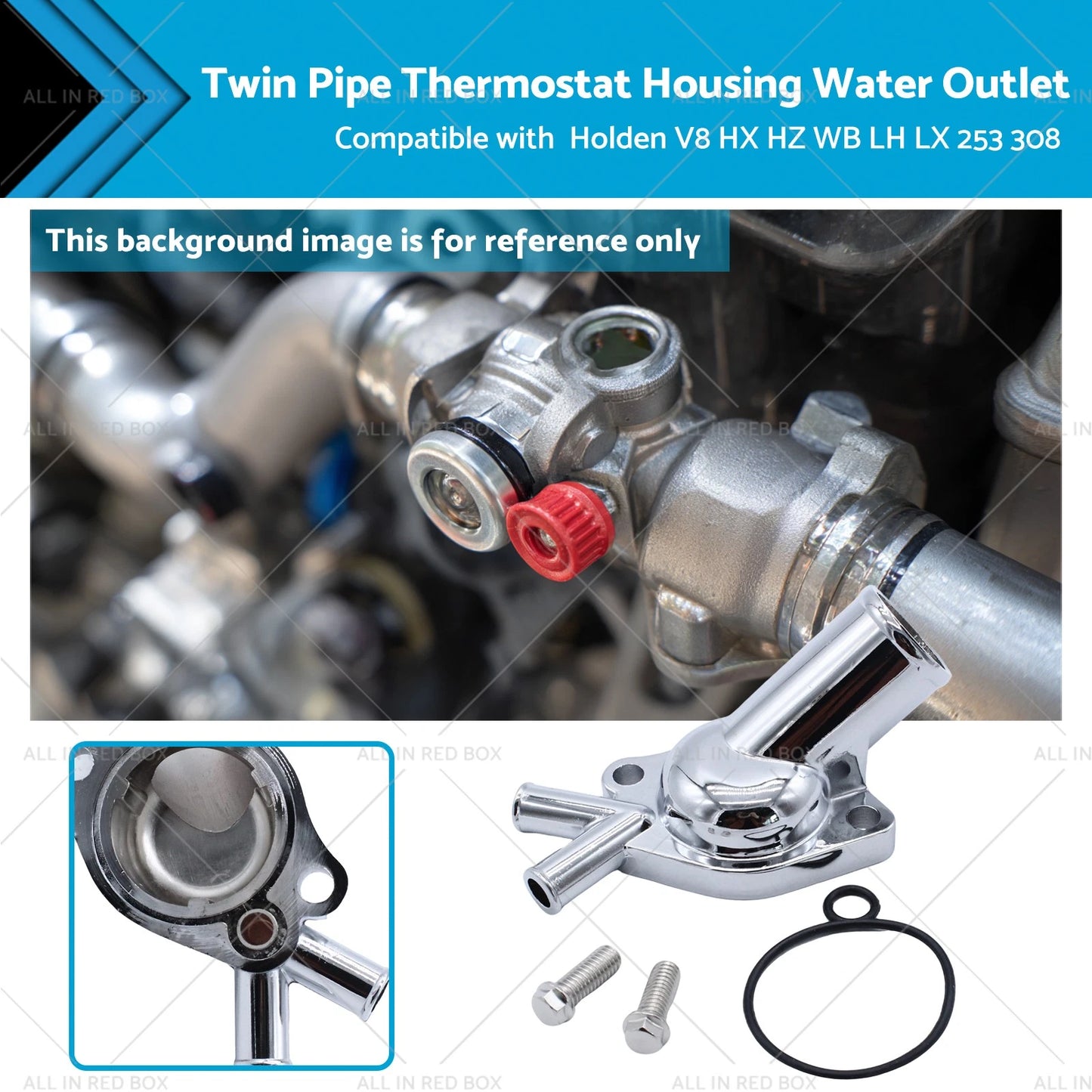 Twin Pipe Thermostat Housing Water Outlet for Holden V8 HX HZ WB LH LX (1976-1980)