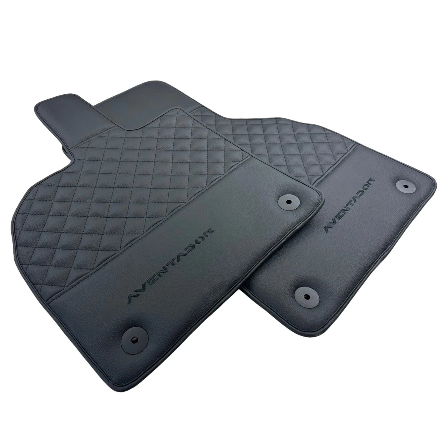 Leather Floor Mats for Lamborghini Aventador (2012-2023) - Diamond Black Stitching