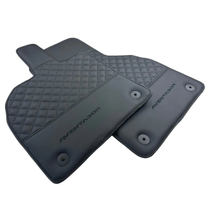 Leather Floor Mats for Lamborghini Aventador (2012-2023) - Diamond Black Stitching