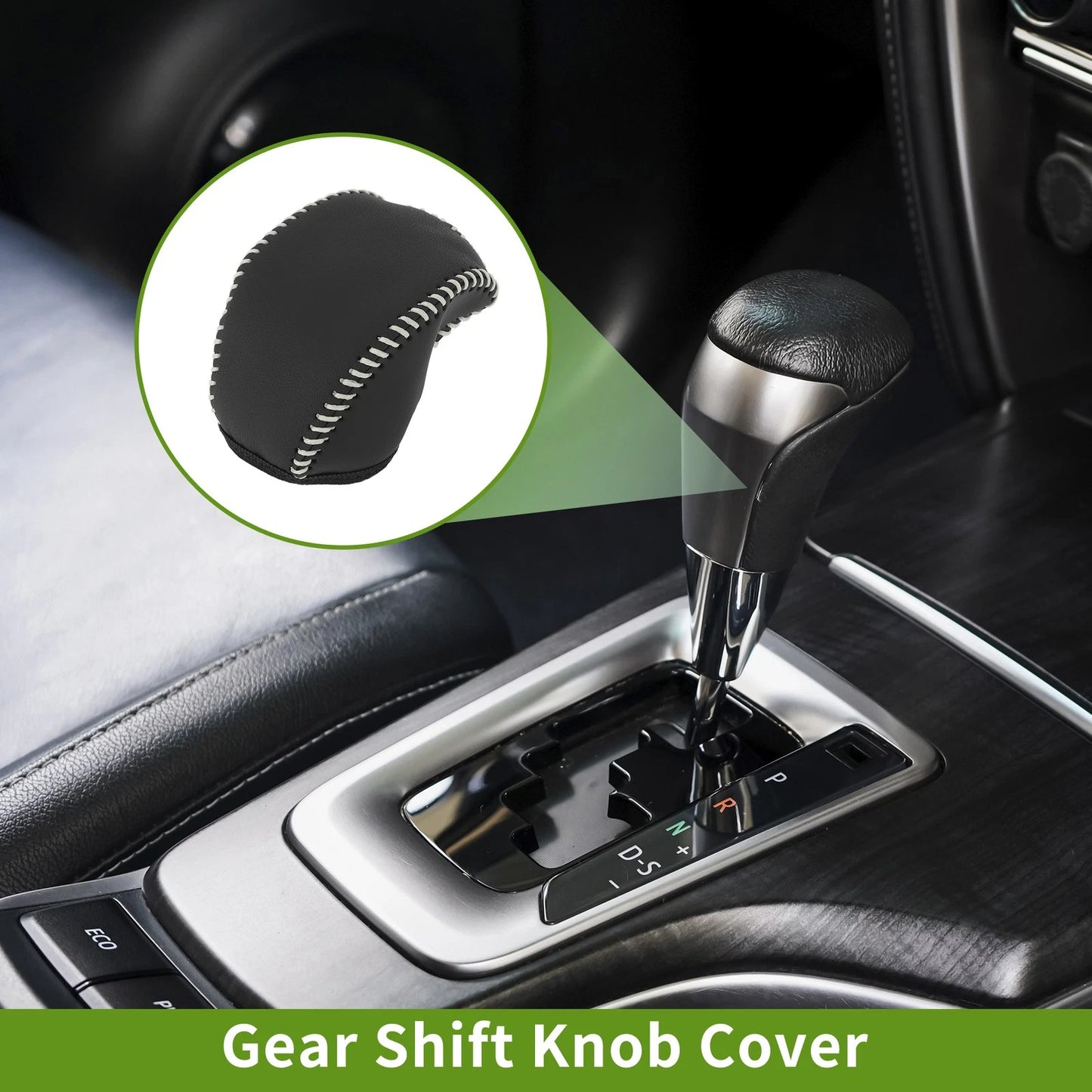 Gear Shift Knob Cover for Toyota RAV4 2019-2024 Black Beige Faux Leather