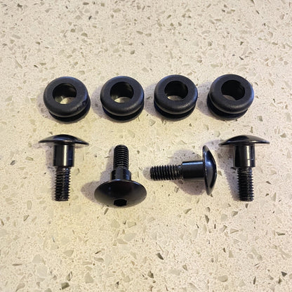 4x rubber fork head eyelets & M6 black aluminum shoulder bolts for Yamaha R1 R6
