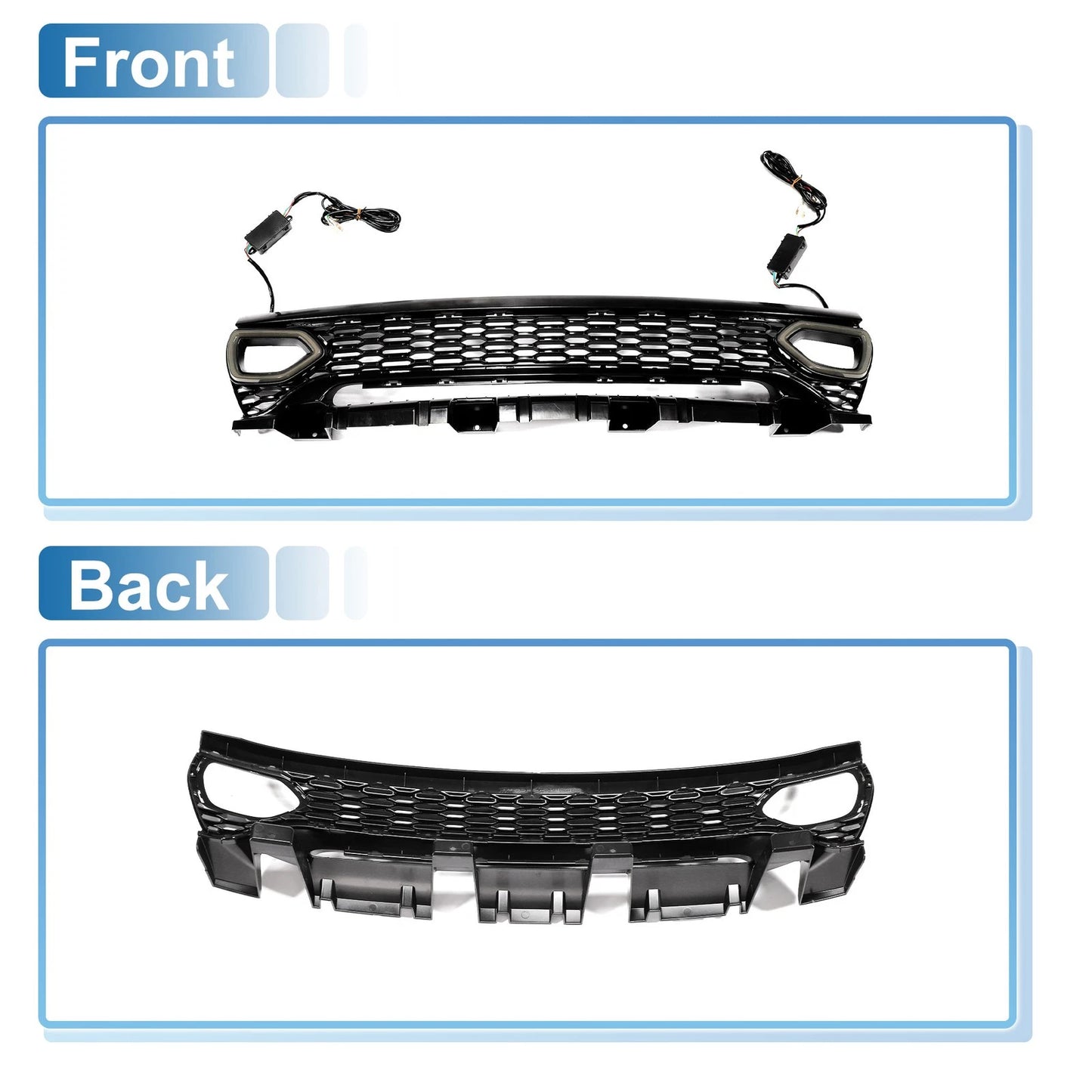 Front Upper Hood Bumper Grille for Dodge Charger with Light (2015-2023)