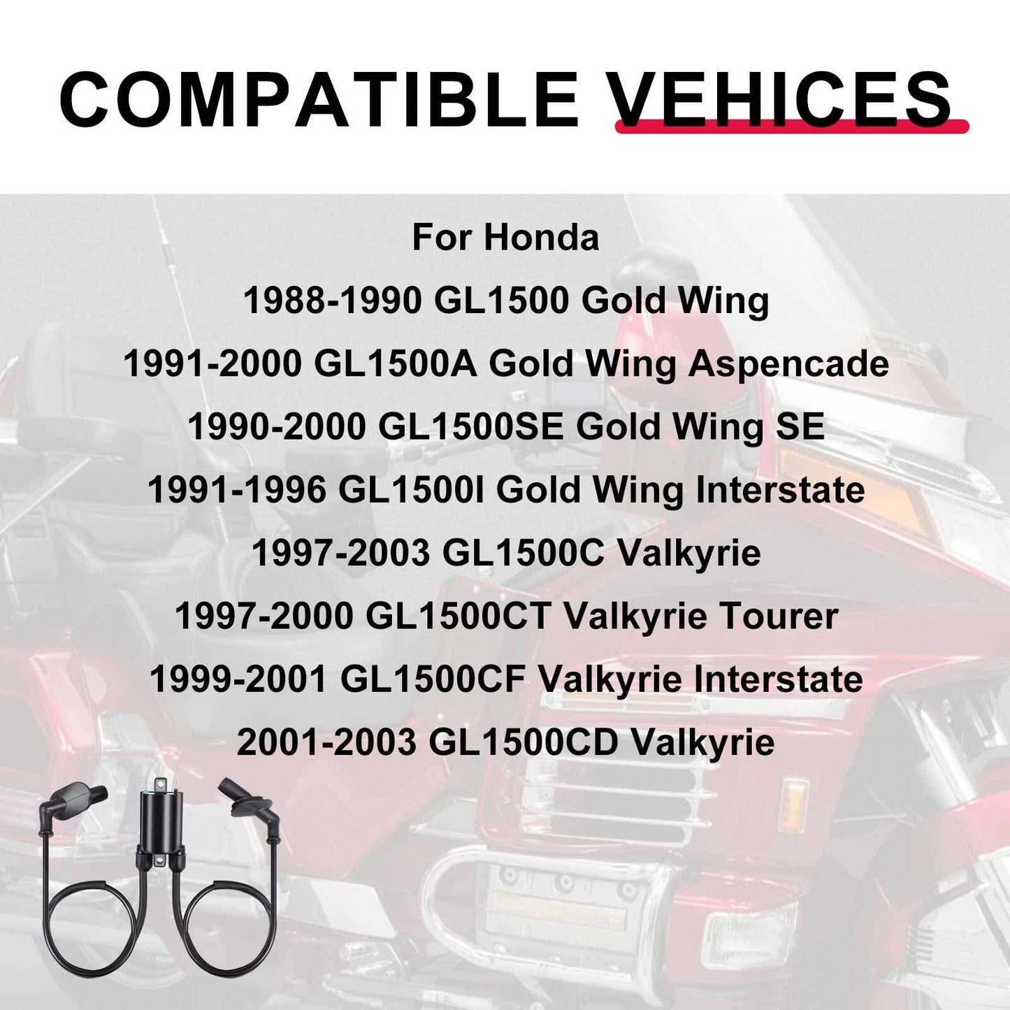 Ignition Coil & Spark Plug Cap for Honda GL1500CD Valkyrie 2001-2003