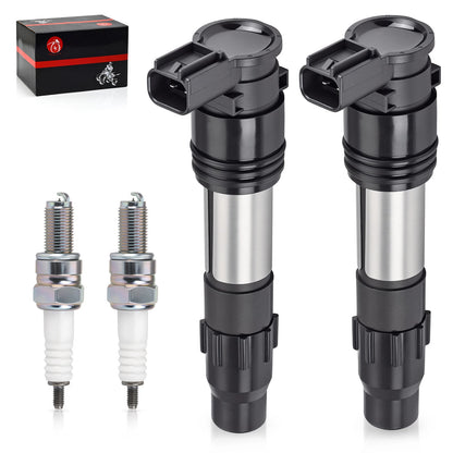 2Pcs Ignition Coils & Iridium Spark Plugs for Kawasaki Z650/ZR900/ZR800/Z900