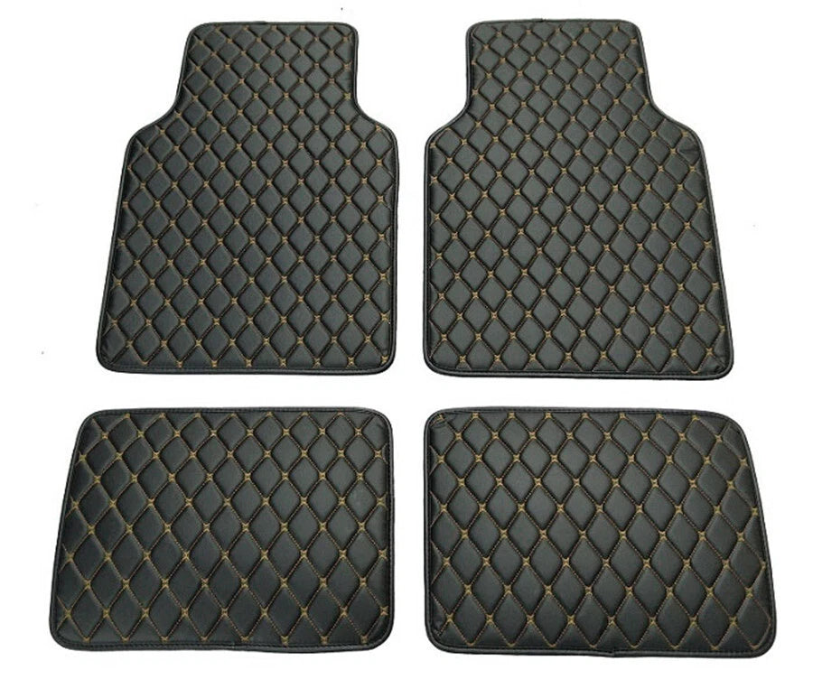 4 x Universal Black PU Leather Car Floor Mats Waterproof for All Models