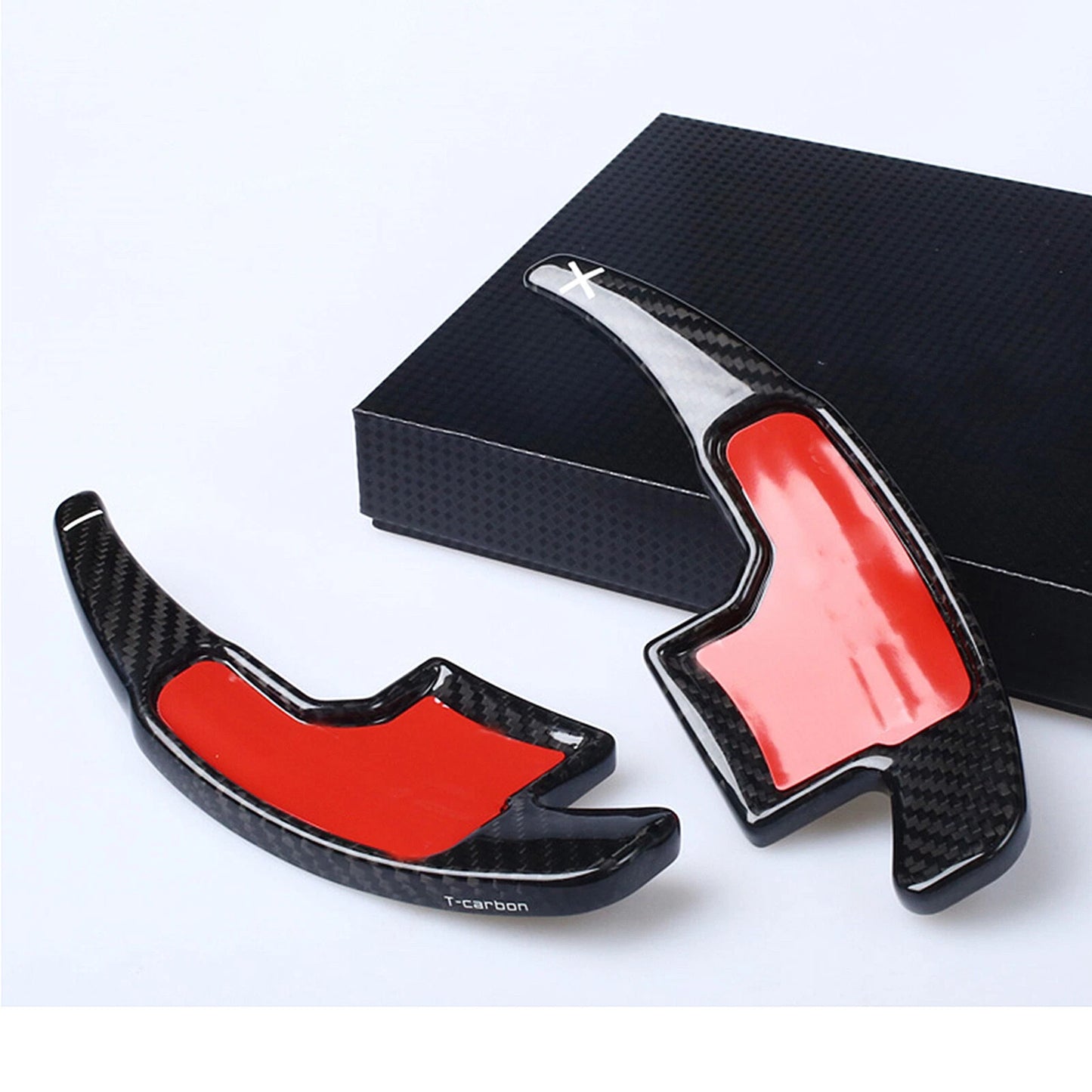 2 x Black Carbon Fiber Shift Paddle Extensions for Mustang (2015-2023)