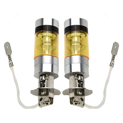 2 x H3 100W 2828SMD LED Car Fog Light Tail Lamps Bulbs Yellow 12-24V