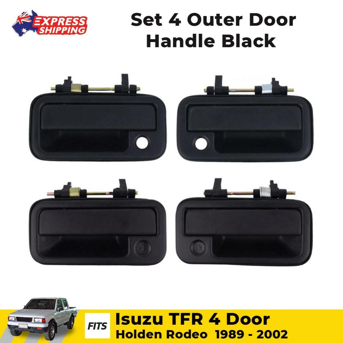 4x Outer Door Handle Black Fits Isuzu TFR 4 Door Holden Rodeo UTE Truck 1989-02