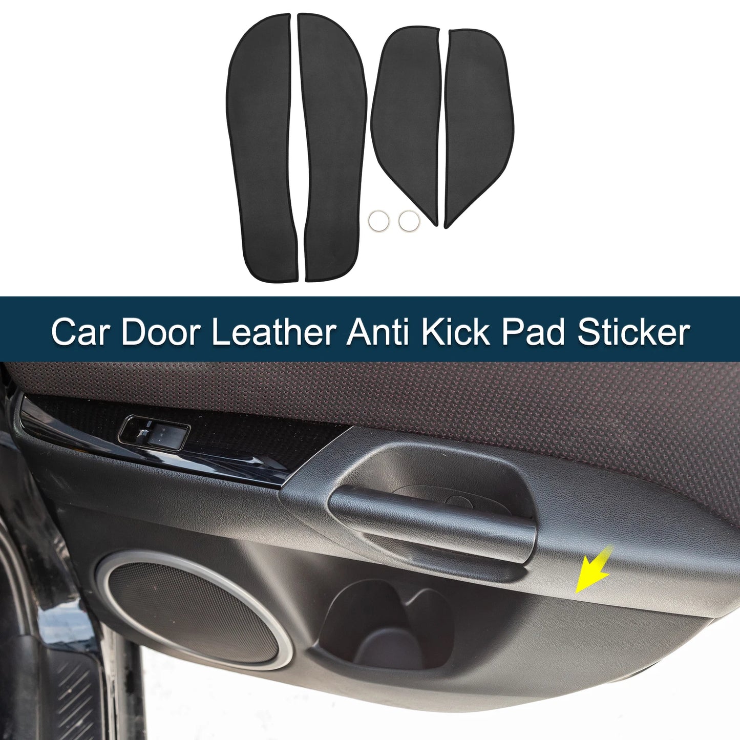 Car Door Leather Anti Kick Pad Sticker for BMW X5 (2014-2018) 1 Set Black
