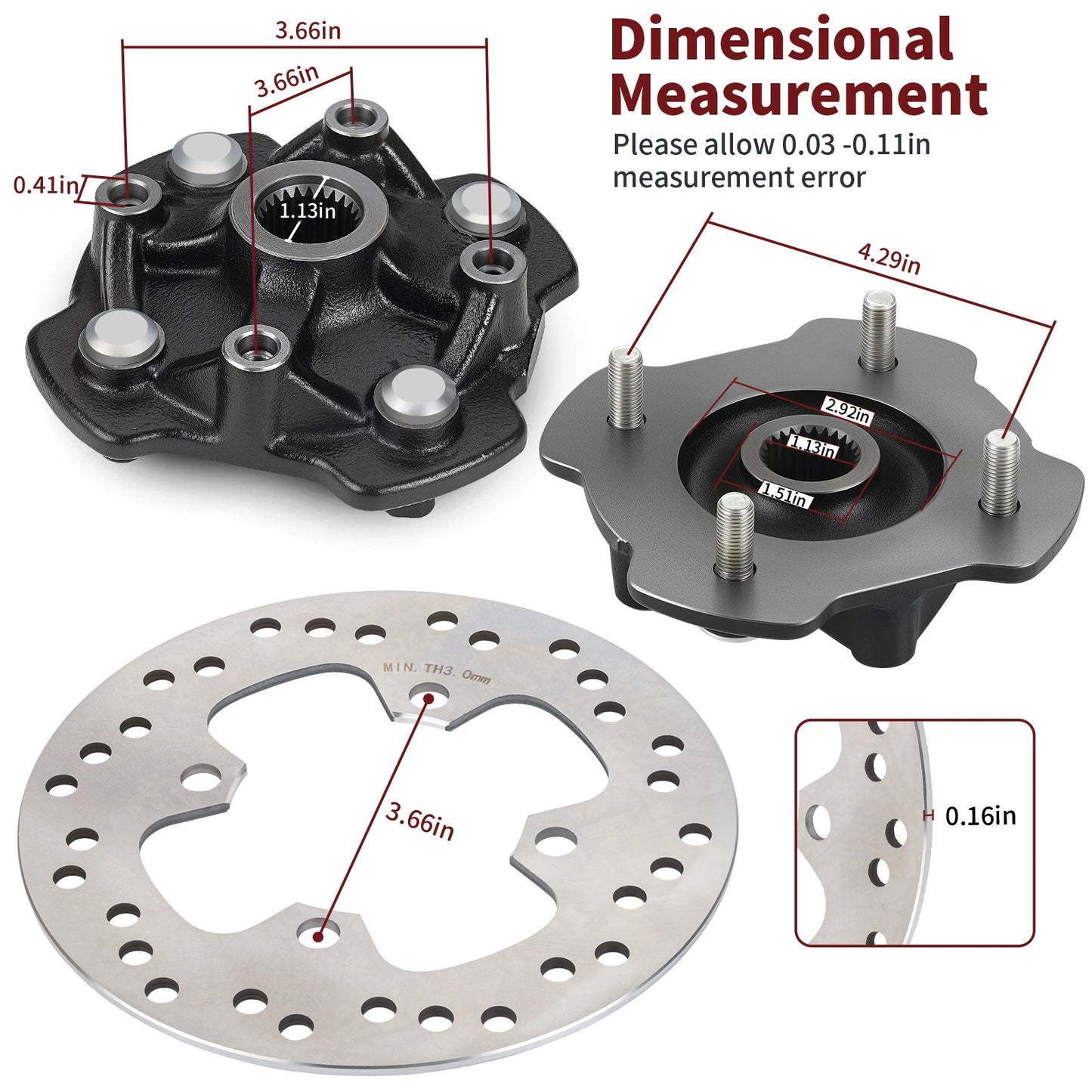 Front Left/Right Wheel Hub Brake Disc for Honda Rancher 420 (2014-2024)