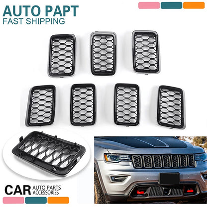 7X Gloss Black Front Grille Honeycomb for Jeep Grand Cherokee (2017-2022)