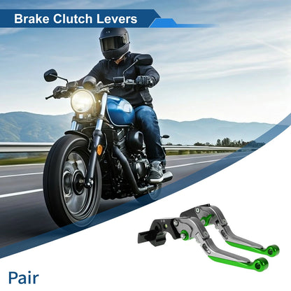 Adjustable Short/Long Brake Clutch Levers Titanium Green for Kawasaki ZX14R