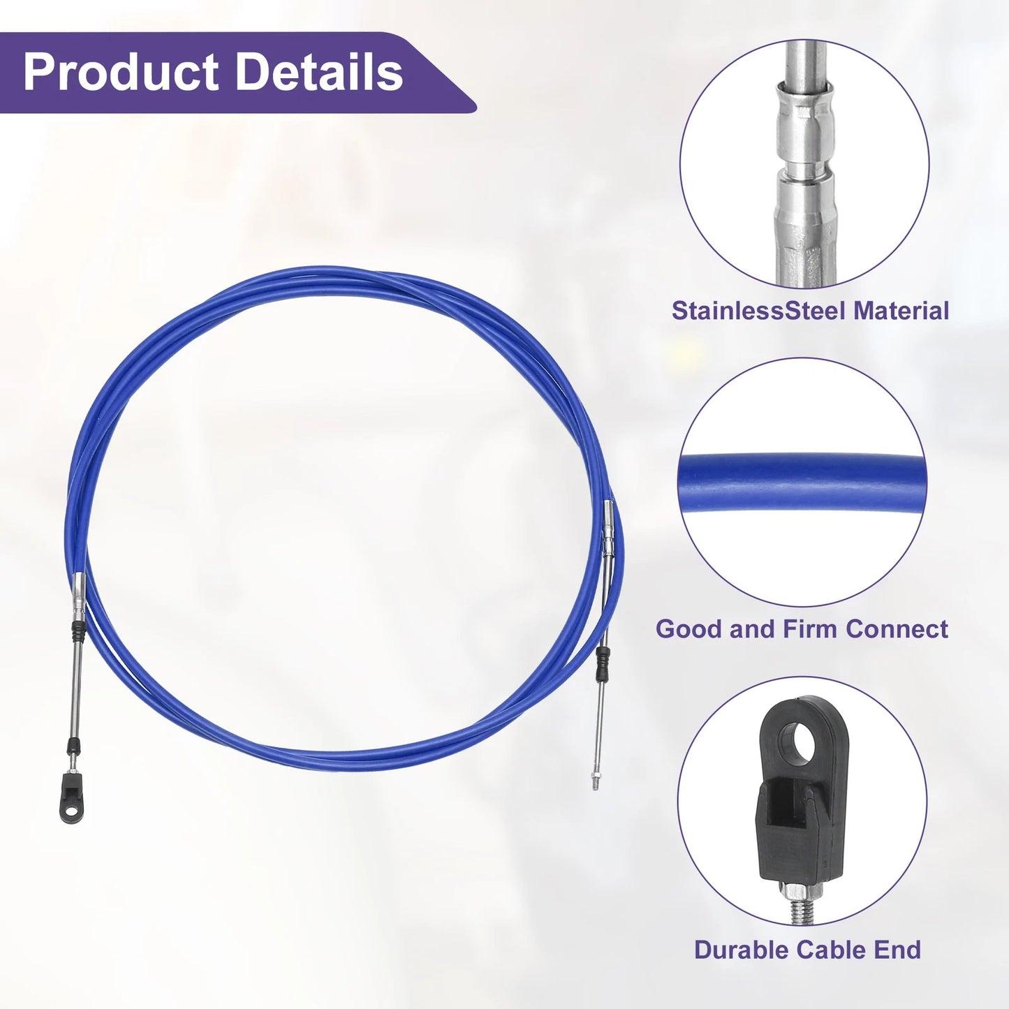 2 x 16ft 33C/3300 Throttle Shift Control Cable Blue for Yamaha