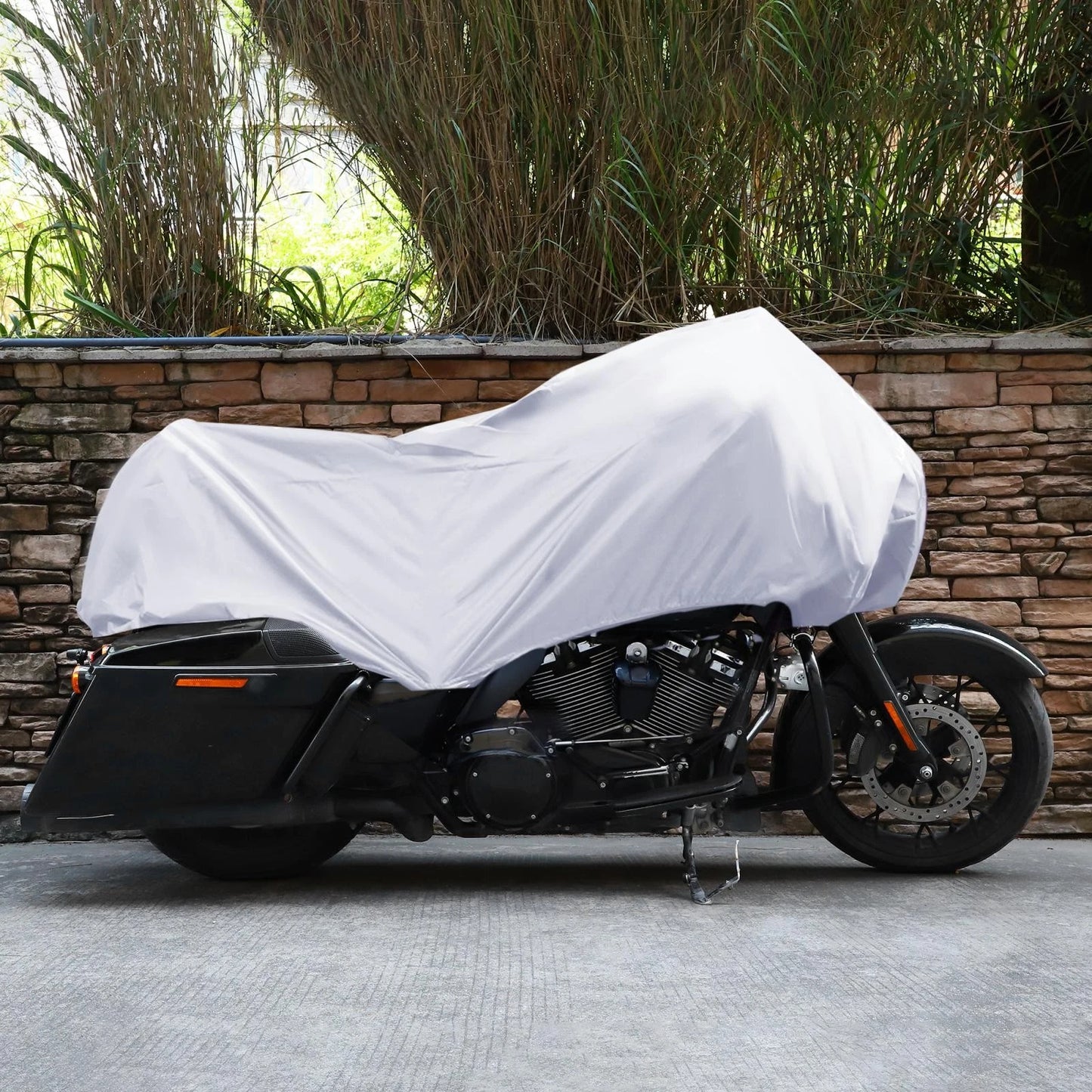 L Size Motorcycle Cover Rain Dust Protector Silver Tone for MakeModel