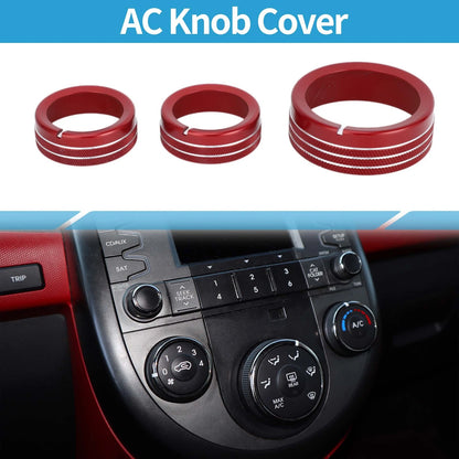 3 x AC Climate Heater Switch Knob Cover Rings for Kia Soul (2009-2013)