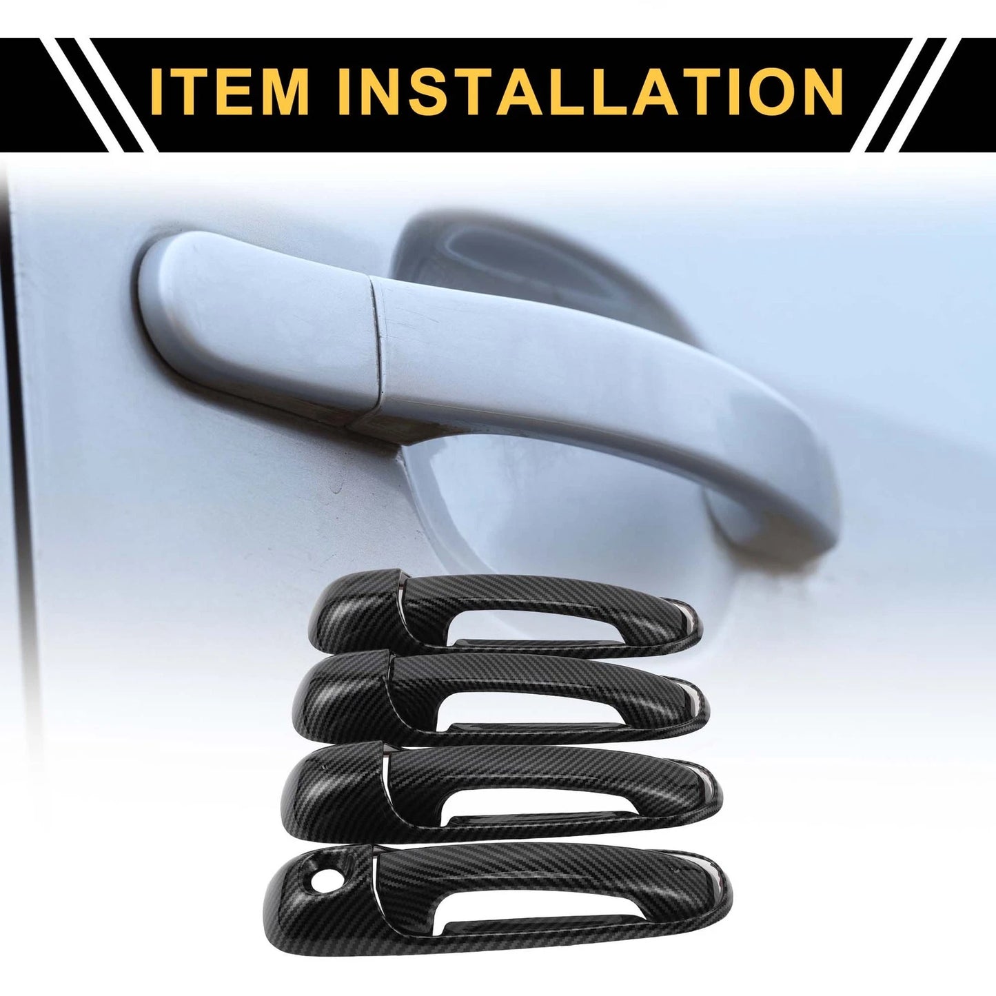 4pcs Exterior Door Handle Cover for Dodge Ram 1500 Carbon Fiber Pattern