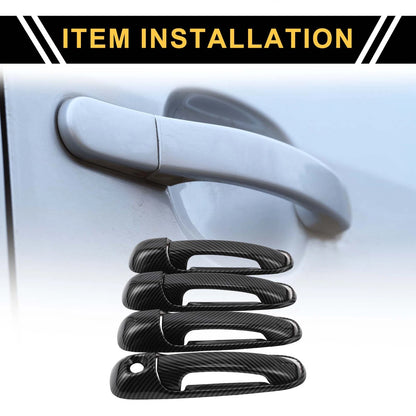 4pcs Exterior Door Handle Cover for Dodge Ram 1500 Carbon Fiber Pattern