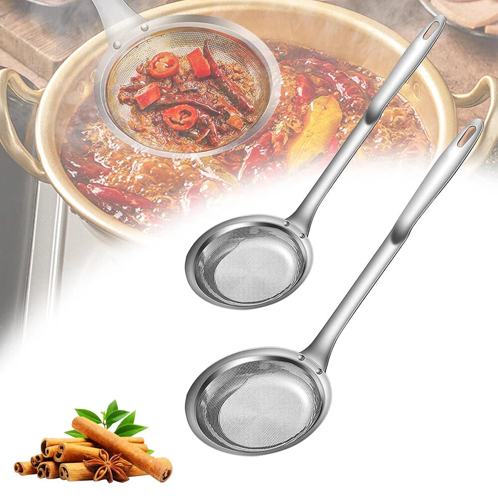 304 Stainless Steel Extra Fine Mesh Strainers for Skimming Grease & Foam