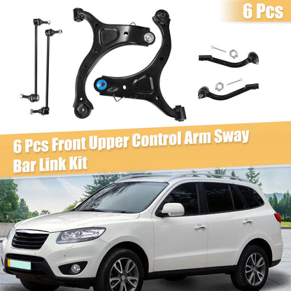 6 Pcs Front Lower Control Arms Sway Bars for Hyundai Santa Fe (2007-2012)