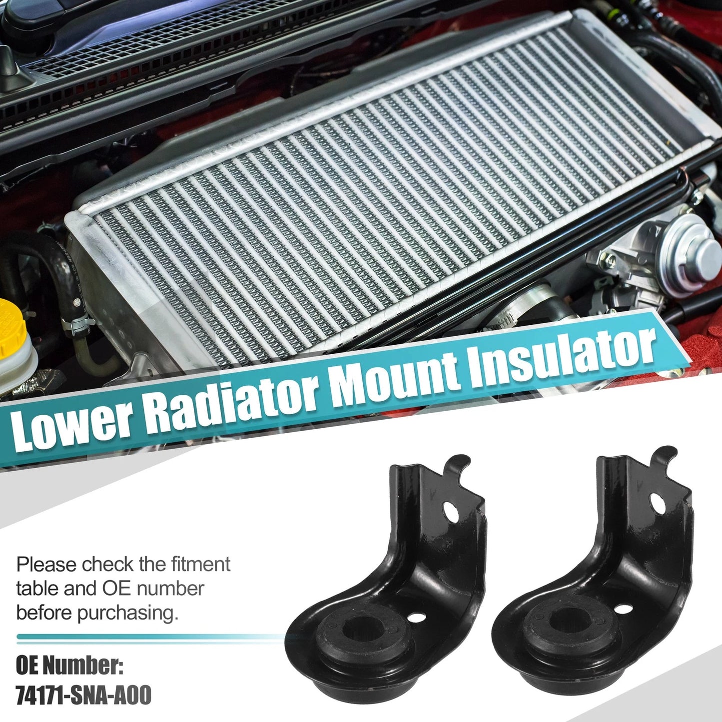 2 x Car Upper Radiator Bracket with Cushion for Honda Civic (2006–2011)