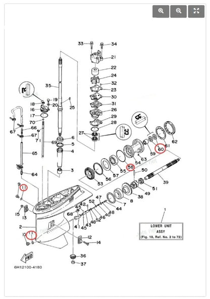 Yamaha 4-Stroke 40HP 45HP 50HP Outboard Lower Unit Gearcase Seal Kit